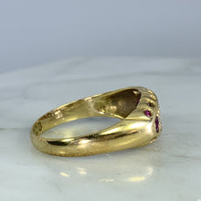 Load image into Gallery viewer, 1890s Antique Spinel and Diamond Ring in 18k Yellow Gold. Unique Stacking or Wedding Ring. - Scotch Street Vintage