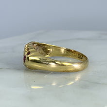 Load image into Gallery viewer, 1890s Antique Spinel and Diamond Ring in 18k Yellow Gold. Unique Stacking or Wedding Ring. - Scotch Street Vintage