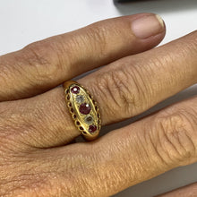 Load image into Gallery viewer, 1890s Antique Spinel and Diamond Ring in 18k Yellow Gold. Unique Stacking or Wedding Ring. - Scotch Street Vintage