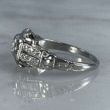Load image into Gallery viewer, 1920s Antique Art Deco Diamond Engagement Ring in a Platinum Filigree Setting. April Birthstone. - Scotch Street Vintage
