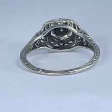 Load image into Gallery viewer, 1920s Art Deco Diamond Engagement Ring in a 18K White Gold Filigree Setting. Estate Jewelry. - Scotch Street Vintage