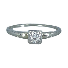 Load image into Gallery viewer, 1920s Art Deco Engagement Ring by Jabel. 14K Gold. April Birthstone. 10 Year Anniversary Gift. Antique. - Scotch Street Vintage
