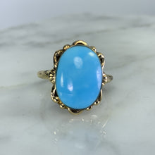 Load image into Gallery viewer, 1920s Blue Turquoise Ring in 10K Yellow Gold Setting. Estate Fine Jewelry. December Birthstone. - Scotch Street Vintage