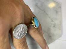 Load image into Gallery viewer, 1920s Blue Turquoise Ring in 10K Yellow Gold Setting. Estate Fine Jewelry. December Birthstone. - Scotch Street Vintage