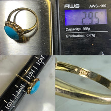 Load image into Gallery viewer, 1920s Blue Turquoise Ring in 10K Yellow Gold Setting. Estate Fine Jewelry. December Birthstone. - Scotch Street Vintage