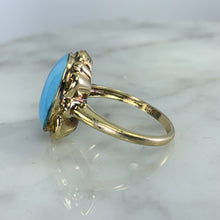 Load image into Gallery viewer, 1920s Blue Turquoise Ring in 10K Yellow Gold Setting. Estate Fine Jewelry. December Birthstone. - Scotch Street Vintage