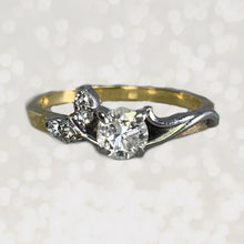 Load image into Gallery viewer, 1930s Art Nouveau Diamond Engagement Ring by Jabel in 18K Gold. Unique Estate Jewelry. - Scotch Street Vintage