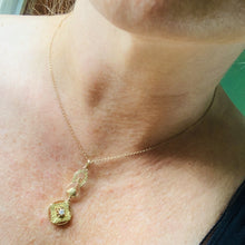 Load image into Gallery viewer, 1930s Diamond Pendant in 10K Yellow Gold Filigree. Drop Pendant with Art Nouveau Style. - Scotch Street Vintage
