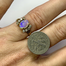 Load image into Gallery viewer, 1940s Opal and Diamond Engagement Ring set in 14K Yellow Gold. October Birthstone. - Scotch Street Vintage