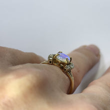 Load image into Gallery viewer, 1940s Opal and Diamond Engagement Ring set in 14K Yellow Gold. October Birthstone. - Scotch Street Vintage