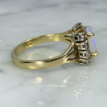 Load image into Gallery viewer, 1940s Opal and Diamond Engagement Ring set in 14K Yellow Gold. October Birthstone. - Scotch Street Vintage