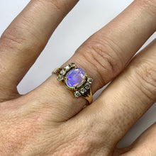 Load image into Gallery viewer, 1940s Opal and Diamond Engagement Ring set in 14K Yellow Gold. October Birthstone. - Scotch Street Vintage
