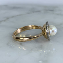 Load image into Gallery viewer, 1940s Pearl Engagement Ring set in 14K White and Rose Gold. Sustainable Estate Jewelry. - Scotch Street Vintage