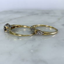 Load image into Gallery viewer, 1950s Diamond Engagement Ring and Wedding Band Set in 14k Gold by Jabel. Vintage Estate Jewelry. - Scotch Street Vintage
