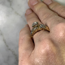 Load image into Gallery viewer, 1950s Diamond Engagement Ring and Wedding Band Set in 14k Gold by Jabel. Vintage Estate Jewelry. - Scotch Street Vintage
