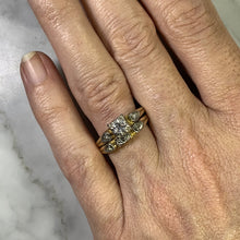 Load image into Gallery viewer, 1950s Diamond Engagement Ring and Wedding Band Set in 14k Gold by Jabel. Vintage Estate Jewelry. - Scotch Street Vintage