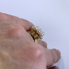Load image into Gallery viewer, 1950s Pearl Cluster Ring set in 14k Yellow Gold. Estate Fine Jewelry. June Birthstone. 4th Anniversary Gift. - Scotch Street Vintage