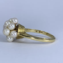 Load image into Gallery viewer, 1950s Pearl Cluster Ring set in 14k Yellow Gold. Estate Fine Jewelry. June Birthstone. 4th Anniversary Gift. - Scotch Street Vintage
