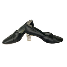 Load image into Gallery viewer, 1960s Black Kitten Heel Pumps in Black Satin with a Lucite Heel. Made for Saks Fifth Avenue. - Scotch Street Vintage