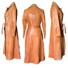 Load image into Gallery viewer, 1960s Brown Leather Trench Coat by Altman of Dallas. Bohemian Southwestern Style. - Scotch Street Vintage