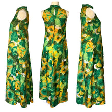 Load image into Gallery viewer, 1960s Floral Maxi Dress with Green and Yellow Flowers by Reef. Perfect Tropical Summer Dress - Scotch Street Vintage