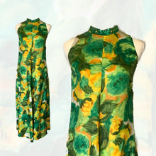 Load image into Gallery viewer, 1960s Floral Maxi Dress with Green and Yellow Flowers by Reef. Perfect Tropical Summer Dress - Scotch Street Vintage