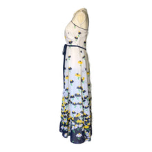 Load image into Gallery viewer, 1960s Floral Summer Maxi Dress by Miss Elliette with Capelet. Blue and Yellow Daisies Flower Pattern. - Scotch Street Vintage