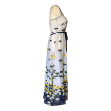 Load image into Gallery viewer, 1960s Floral Summer Maxi Dress by Miss Elliette with Capelet. Blue and Yellow Daisies Flower Pattern. - Scotch Street Vintage