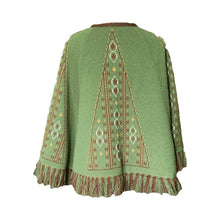 Load image into Gallery viewer, 1960s Knit Sweater Poncho or Jacket in Green and Brown. Very English Countryside Boho Chic. - Scotch Street Vintage
