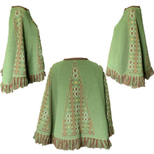 Load image into Gallery viewer, 1960s Knit Sweater Poncho or Jacket in Green and Brown. Very English Countryside Boho Chic. - Scotch Street Vintage