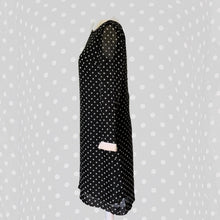 Load image into Gallery viewer, 1960s Mod Babydoll Dress in Black Georgette with White Polka Dots. Instant Classic Party Dress. - Scotch Street Vintage