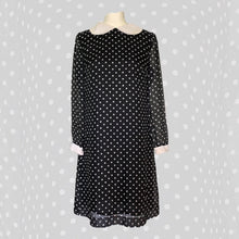 Load image into Gallery viewer, 1960s Mod Babydoll Dress in Black Georgette with White Polka Dots. Instant Classic Party Dress. - Scotch Street Vintage