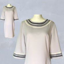 Load image into Gallery viewer, 1960s Mod Gray Sheath Dress with Blue Sequin Accents by Edith Flagg. Perfect Mother of the Bride. - Scotch Street Vintage