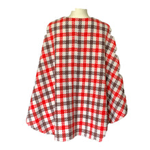 Load image into Gallery viewer, 1960s Poncho in a Red and Brown Check Plaid. Perfect Jacket for Fall. English Countryside Bohemian. - Scotch Street Vintage