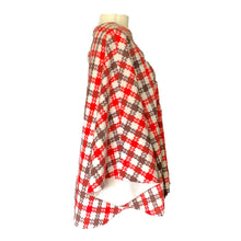 Load image into Gallery viewer, 1960s Poncho in a Red and Brown Check Plaid. Perfect Jacket for Fall. English Countryside Bohemian. - Scotch Street Vintage