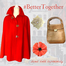 Load image into Gallery viewer, 1960s Poppy Red / Orange Cape by Jerold. Perfect Spring Jacket with Toggle Closure. - Scotch Street Vintage