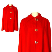 Load image into Gallery viewer, 1960s Poppy Red / Orange Cape by Jerold. Perfect Spring Jacket with Toggle Closure. - Scotch Street Vintage