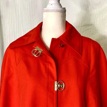 Load image into Gallery viewer, 1960s Poppy Red / Orange Cape by Jerold. Perfect Spring Jacket with Toggle Closure. - Scotch Street Vintage