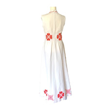 Load image into Gallery viewer, 1960s White & Red Peasant Dress with Red Flower Appliques. Bohemian Girls this is for You! - Scotch Street Vintage
