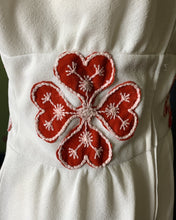 Load image into Gallery viewer, 1960s White & Red Peasant Dress with Red Flower Appliques. Bohemian Girls this is for You! - Scotch Street Vintage