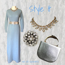 Load image into Gallery viewer, 1970s Blue Sweater Maxi Dress by Saks Fifth Avenue. Wool and Mohair Knit. Sustainable Clothing. - Scotch Street Vintage