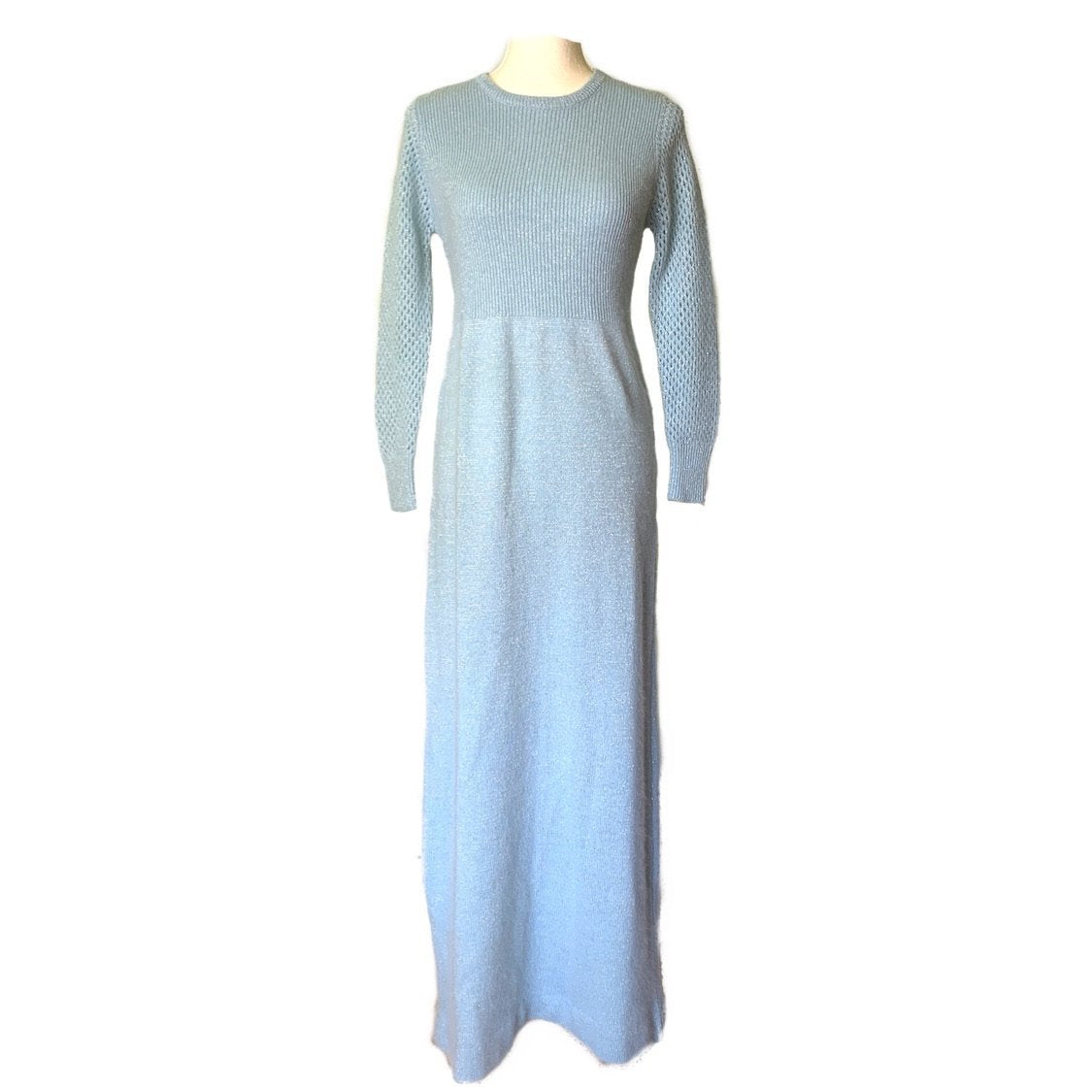 1970s Blue Sweater Maxi Dress by Saks Fifth Avenue. Wool and Mohair Knit. Sustainable Clothing. 1970s Blue Sweater Maxi Dress by Saks Fifth Avenue. Wool and Mohair Knit. Sustainable Clothing.