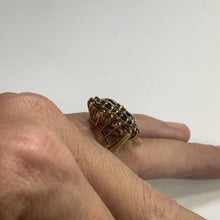 Load image into Gallery viewer, 1970s Bohemian Garnet Cluster Ring in Yellow Gold. Statement Cocktail Right Hand Ring. - Scotch Street Vintage