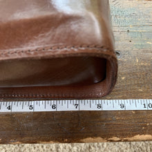 Load image into Gallery viewer, 1970s Brown Leather Crossbody Purse with Basket Weave Opening. Perfect Fall Boho Handbag. - Scotch Street Vintage