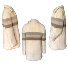 Load image into Gallery viewer, 1970s Cream Wool Sweater Jacket by Eddie Bauer. Zip Up Cardigan with Gray Stripes. Sustainable Clothing. - Scotch Street Vintage