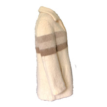Load image into Gallery viewer, 1970s Cream Wool Sweater Jacket by Eddie Bauer. Zip Up Cardigan with Gray Stripes. Sustainable Clothing. - Scotch Street Vintage