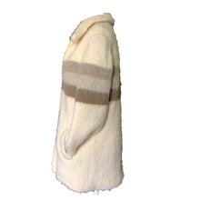 Load image into Gallery viewer, 1970s Cream Wool Sweater Jacket by Eddie Bauer. Zip Up Cardigan with Gray Stripes. Sustainable Clothing. - Scotch Street Vintage