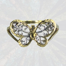 Load image into Gallery viewer, 1970s Gold Butterfly Ring in 10K Yellow and White Gold. Would Make a Wonderful Graduation Gift. - Scotch Street Vintage