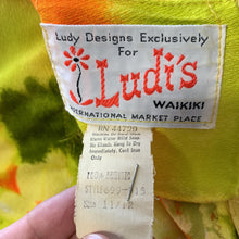 Load image into Gallery viewer, 1970s Hawaiian Floral Maxi Dress in Bright Yellows Oranges Pinks and Greens. Perfect Festival Dress. - Scotch Street Vintage