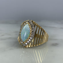 Load image into Gallery viewer, 1970s Opal and Diamond Halo Statement Ring in a Large 14K Yellow Gold Setting. - Scotch Street Vintage